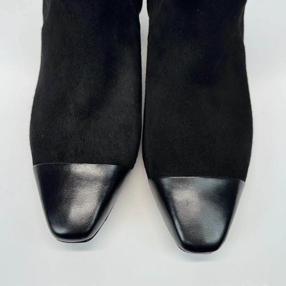 New Veronica Beard Cecile Suede Tall Boot Black Sz 9.5